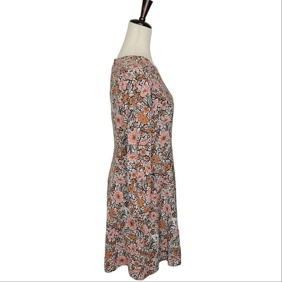 Anthropology HD In Paris Floral Patterned Keyhole 3/4 Sleeve Dress Size SP - Picture 4 of 11